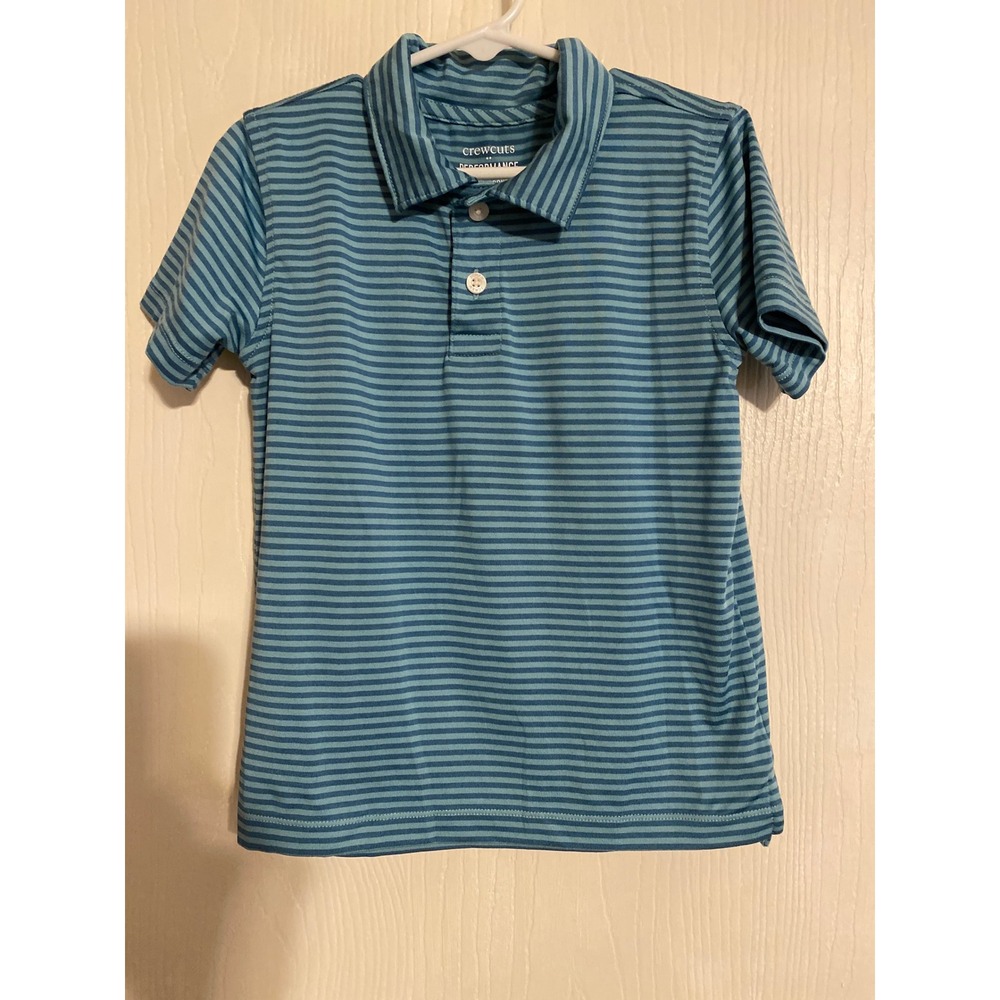 Crewcuts J.Crew Boys Blue Striped Performance Polo Shirt XS 4-5  0693
